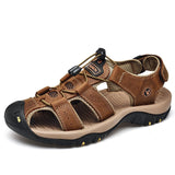 Classic Men's Sandals Summer Soft Sandals Comfortable Men Shoes Genuine Leather Sandals - Sellve