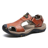 Classic Men's Sandals Summer Soft Sandals Comfortable Men Shoes Genuine Leather Sandals - Sellve