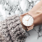 Ultra-thin Rose Gold Watch Minimalist Mesh Women Watch - Sellve