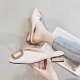 Women Pumps Slippers Slip on Mules Low Heel Casual Shoes - Sellve