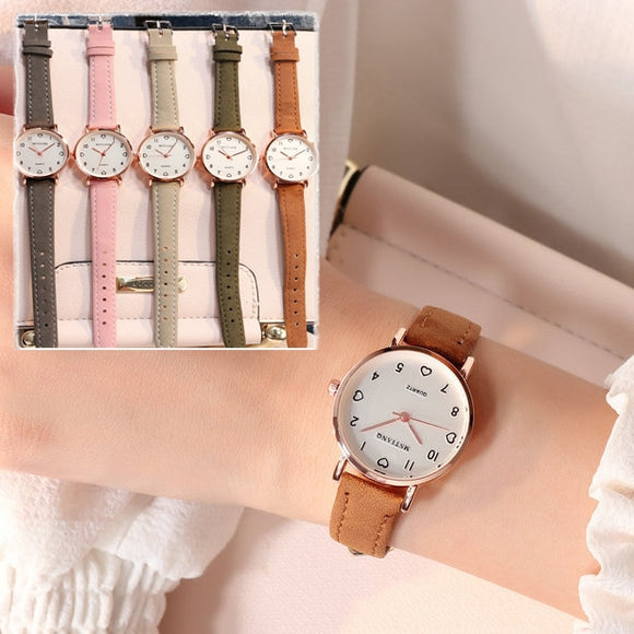 Women Watches Simple Vintage Small Dial Watch Sweet Leather Strap Outdoor Sports Wrist Clock Gift - Sellve