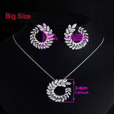 Two Size New Design Luxury AAA Zircon Olive Branch Earrings and Pendant Jewelry Sets For Fashion Women - Sellve