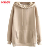 Women fleece hoodie sweatshirts winter japanese fashion Oversize ladies pullovers warm pocket hooded jacket - Sellve