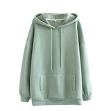 Women fleece hoodie sweatshirts winter japanese fashion Oversize ladies pullovers warm pocket hooded jacket - Sellve