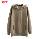 Women fleece hoodie sweatshirts winter japanese fashion Oversize ladies pullovers warm pocket hooded jacket - Sellve