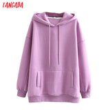 Women fleece hoodie sweatshirts winter japanese fashion Oversize ladies pullovers warm pocket hooded jacket - Sellve