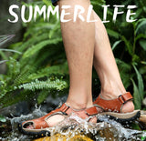 Classic Men's Sandals Summer Soft Sandals Comfortable Men Shoes Genuine Leather Sandals - Sellve