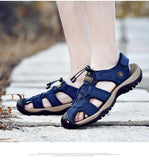 Classic Men's Sandals Summer Soft Sandals Comfortable Men Shoes Genuine Leather Sandals - Sellve