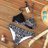 Sexy Push Up Bikinis Set Swimwear Women Swimsuits Bathing Suit Women Halter biquini Leaf Print Beach Wear Bikini - Sellve