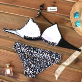 Sexy Push Up Bikinis Set Swimwear Women Swimsuits Bathing Suit Women Halter biquini Leaf Print Beach Wear Bikini - Sellve