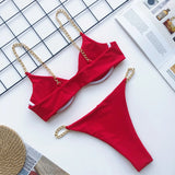 Sexy Bikini Women Swimsuit Solid Bikini Set Push Up Swimwear Low Waist Bathing Suits Beach Wear 2020 - Sellve