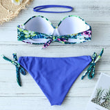 New Leaves Print Bikini Swimsuit Women Push Up Bikini Set Bandeau Swimwear Bathing Suit Brazilian Biquini Female - Sellve